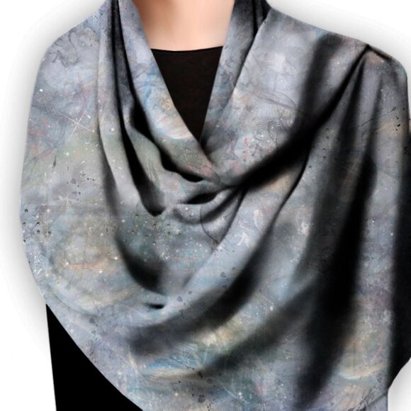 Cosmic Snow Storm & Fairy Dust Square Pure Silk Scarf or Wrap - Picture 10 of 11